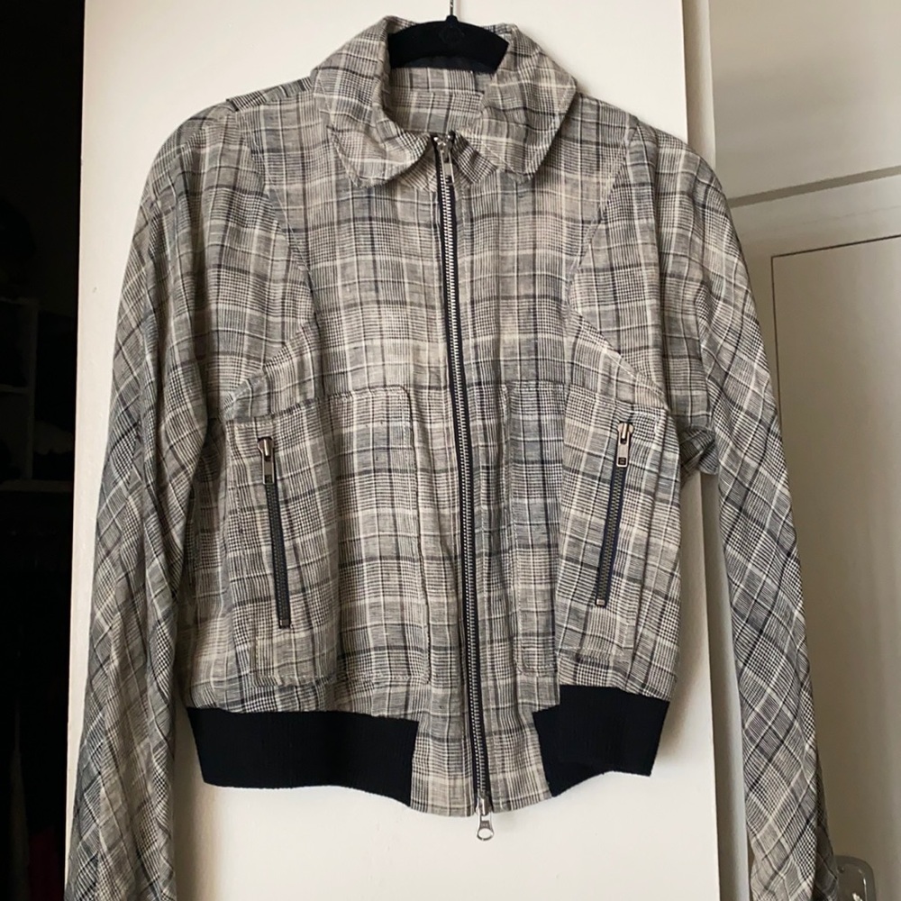 L.A.M.B. Brand Linen Plaid Jacket SZ 4 NWOT